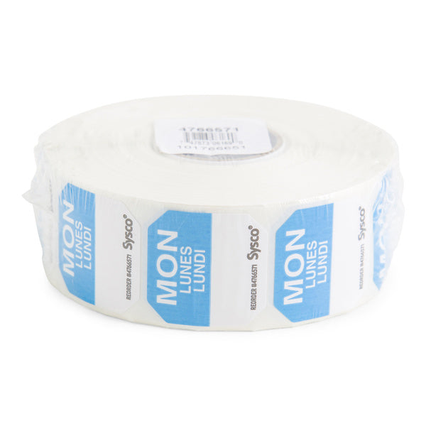 1000CT-PACK OF LABEL ROLL MONDAY 1 BLUE