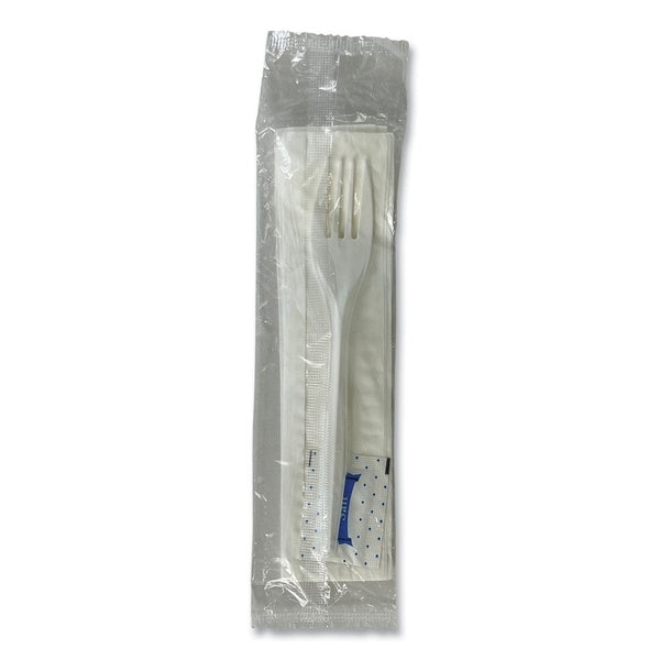 500-PACK OF Cutlery Set Convenient 3-Piece Utensil Set - Fork, Napkin, and Salt Packet - Perfect for Events and To-Go Meals - White (500/Carton)