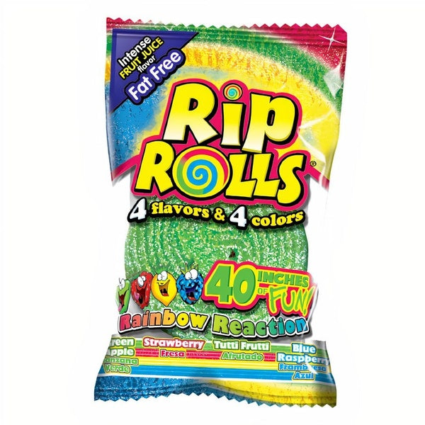 36-PACK OF Candy Rainbow Reaction Rip Rolls, AI Distribution