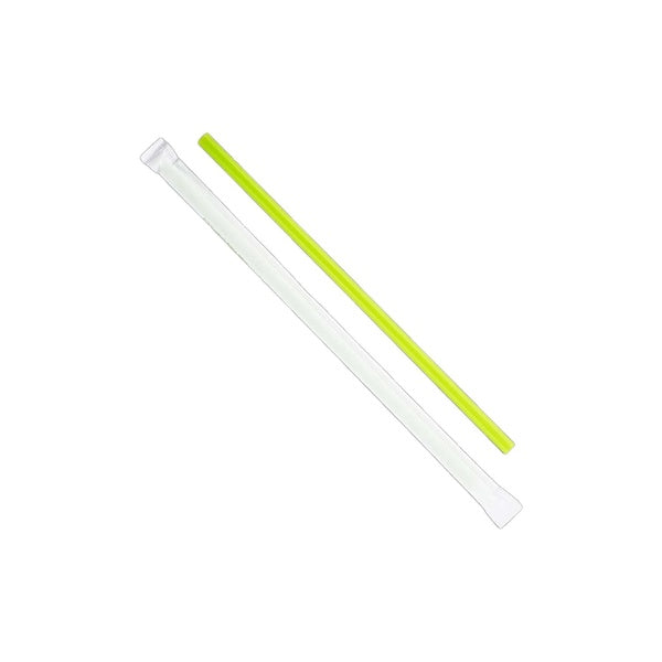 2500-PACK OF Straw Wrapped Karat Earth 8.75" Giant PLA Straw (7mm) Paper Wrapped, Green - 2,500 pcs