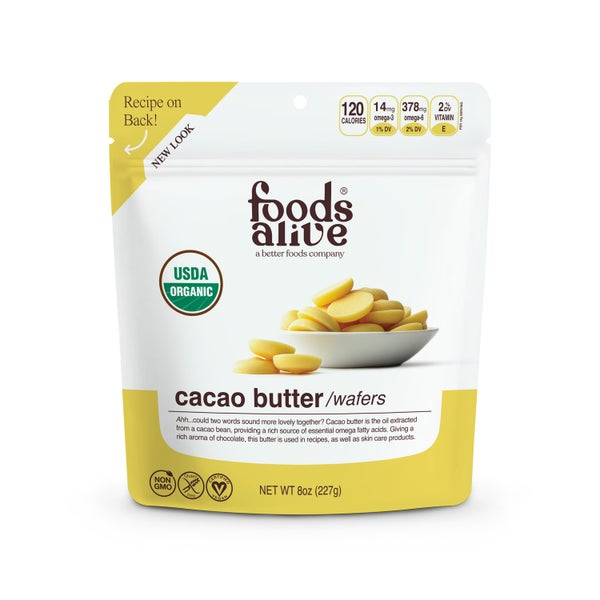 6-PACK OF Wafers Cacao Butter, Foods Alive