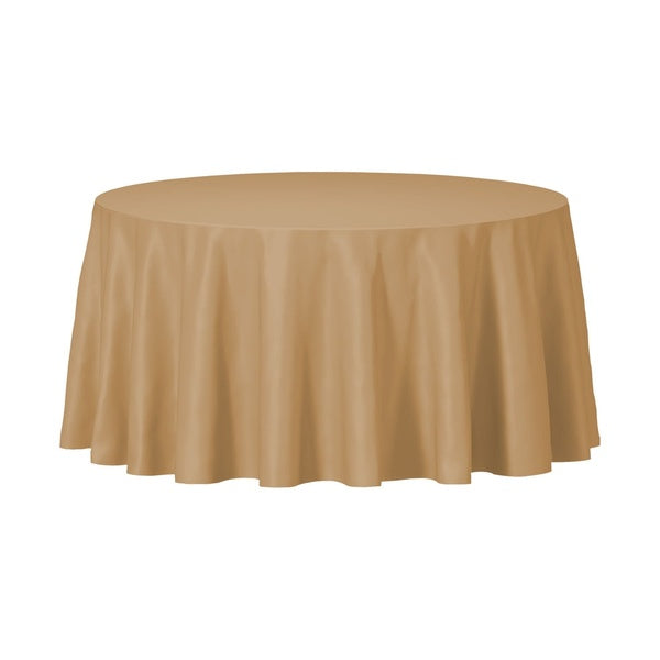 96-PACK OF Tablecover Plastic 84" Gold Round