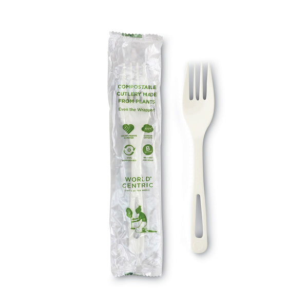 750-PACK OF World Centric FO-PS-I 6.3 in. TPLA Compostable Cutlery Fork - White (750/Carton)