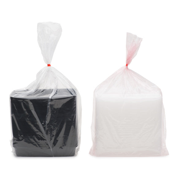 100-PACK OF CONTAINER PLAS BLK RECT W/LID