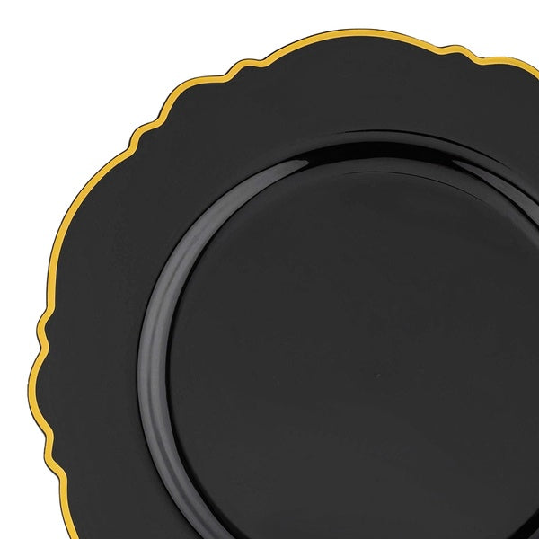 24-PACK OF Plate Appetizer 7.5" Black Gold Rim