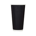 500-PACK OF Cup Paper Karat 20oz Ripple Paper Hot Cups - Black (90mm) - 500 ct