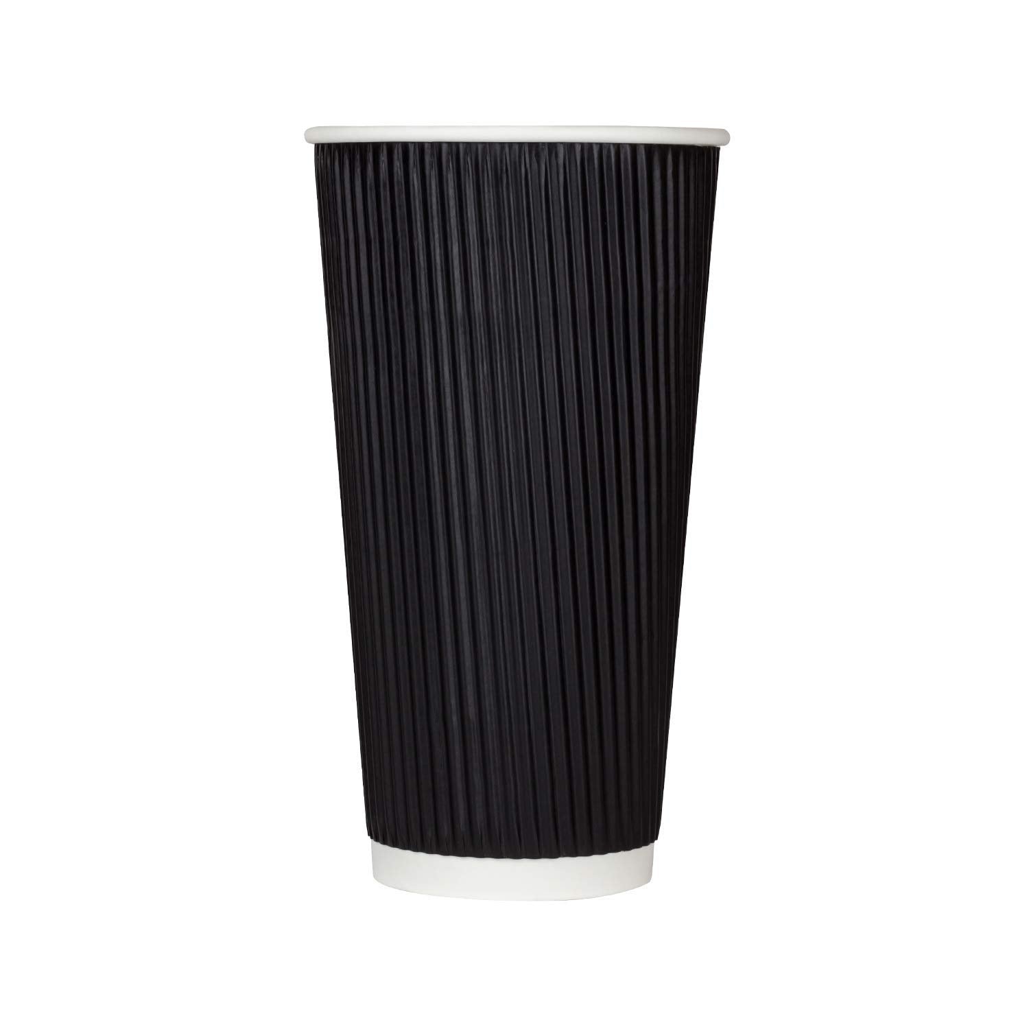 500-PACK OF Cup Paper Karat 20oz Ripple Paper Hot Cups - Black (90mm) - 500 ct