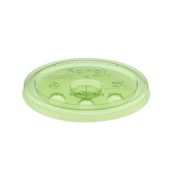 600-PACK OF Lid Togo Karat Earth 104.5mm PLA Flat Lids for 32oz Paper Cold Cups, Green - 600 pcs