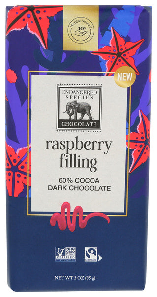 12-PACK OF CHOCOLATE BAR RASPBERRY FILLING 3 OUNCE - CASE OF 12