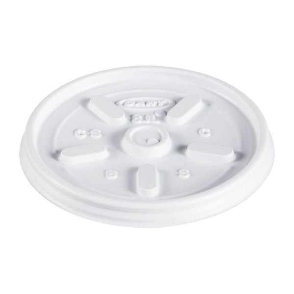 1000-PACK OF Lid Plastic Dart 8JL Vented Plastic Lids for 8 oz to 10 oz Foam Cups - White - 100 Count Pack, 10 Packs per Carton for Hot and Cold Beverages