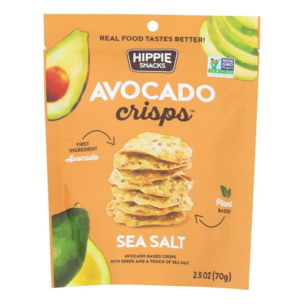 8-PACK OF Snack Chip Avocado Crisps Sea Salt Hippie Snacks 2.5 oz