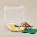 250-PACK OF Container Takeout Karat 250 ct 9" x 6" 2-Compartment Hinged Food Containers | Clear | PP