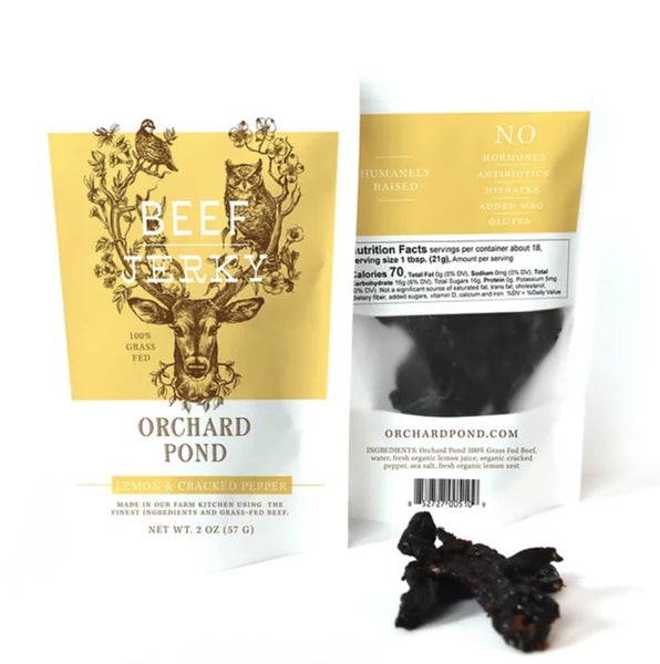 12-PACK OF Jerky Beef Peppered Organic, Orchard Pond