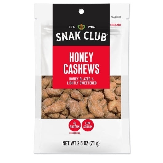 6-PACK OF Honey Cashews Snak Club, 6 - 2.5 Oz