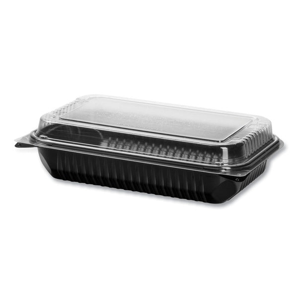 100-PACK OF Container Food SOLO 919017-PM94 Plastic Dinner Box with Hinged Lid - Black/Clear 11.5 x 8 Inches (100 Count)