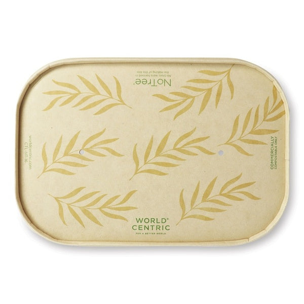 300-PACK OF Lid Papr Eco-Friendly World Centric Paper Lids for Containers - 4.7 x 6.8 Inches - 300 Count - Natural and Compostable