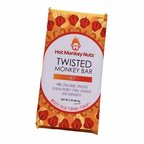 12-PACK OF Chocolate Bar Twisted Monkey, Hot Monkey Nuts