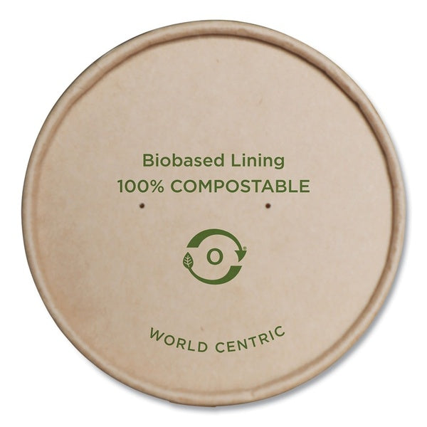 500-PACK OF Lid Papr Eco-Friendly World Centric 4.6-inch Diameter Kraft Paper Bowl Lids - 500 Count, Compostable and Sustainable