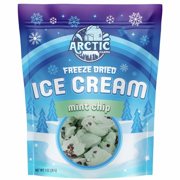 12-PACK OF Candy, Freeze Dried Ice Cream - Mint Chip, Arctic Farms