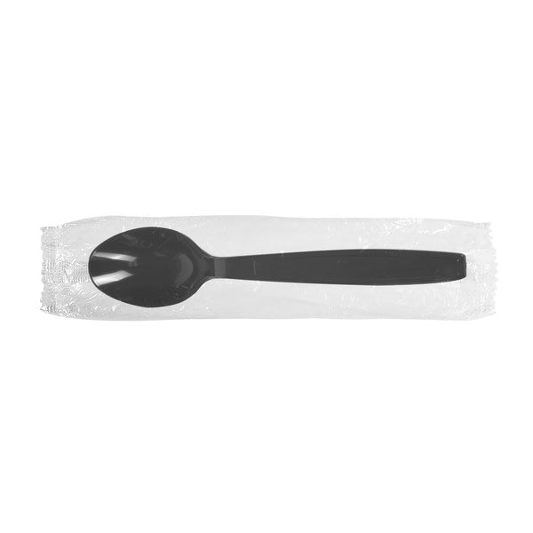 1000-PACK OF Teaspoon Plastic Karat 1,000 ct PS Plastic Extra Heavy Weight Tea Spoons Wrapped, Black