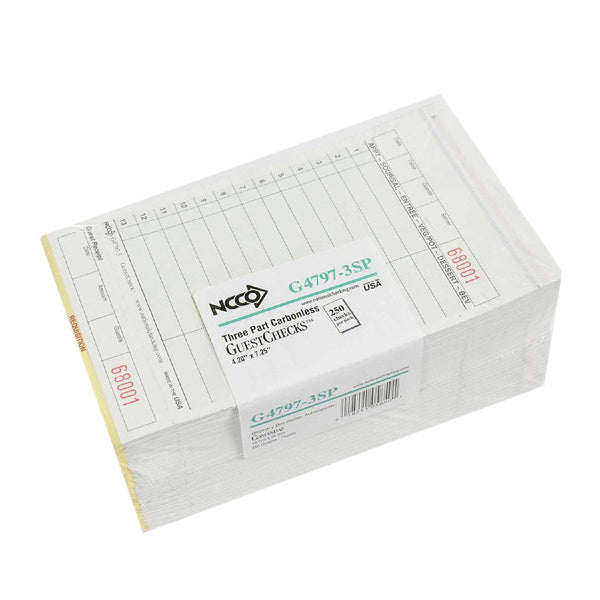 EA-PACK OF GUEST CHK NO CARB 3 PART GREEN
