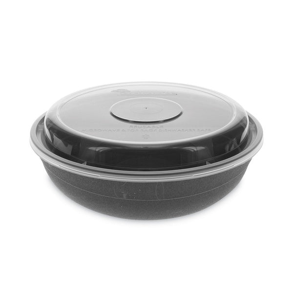 150-PACK OF Container Plas Pactiv Corp. EarthChoice Versa2Go 30 oz Microwaveable Plastic Container - Black/Clear - 150 Count