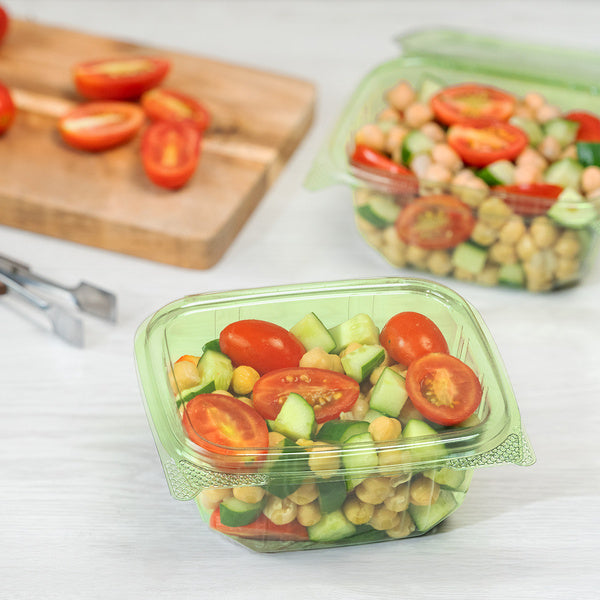 200-PACK OF Container Takeout Karat Earth 16oz PLA Hinged Deli Container, Green - 200 pcs
