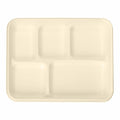 16-PACK OF Plate-Sugarcane Bagasse Compostable 5-Compartment Food Trays - Case of 16 (400 Pcs)