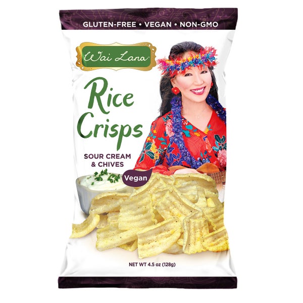 12-PACK OF Chip Rice Crisps Sour Cream & Chives (Vegan) Wai Lana