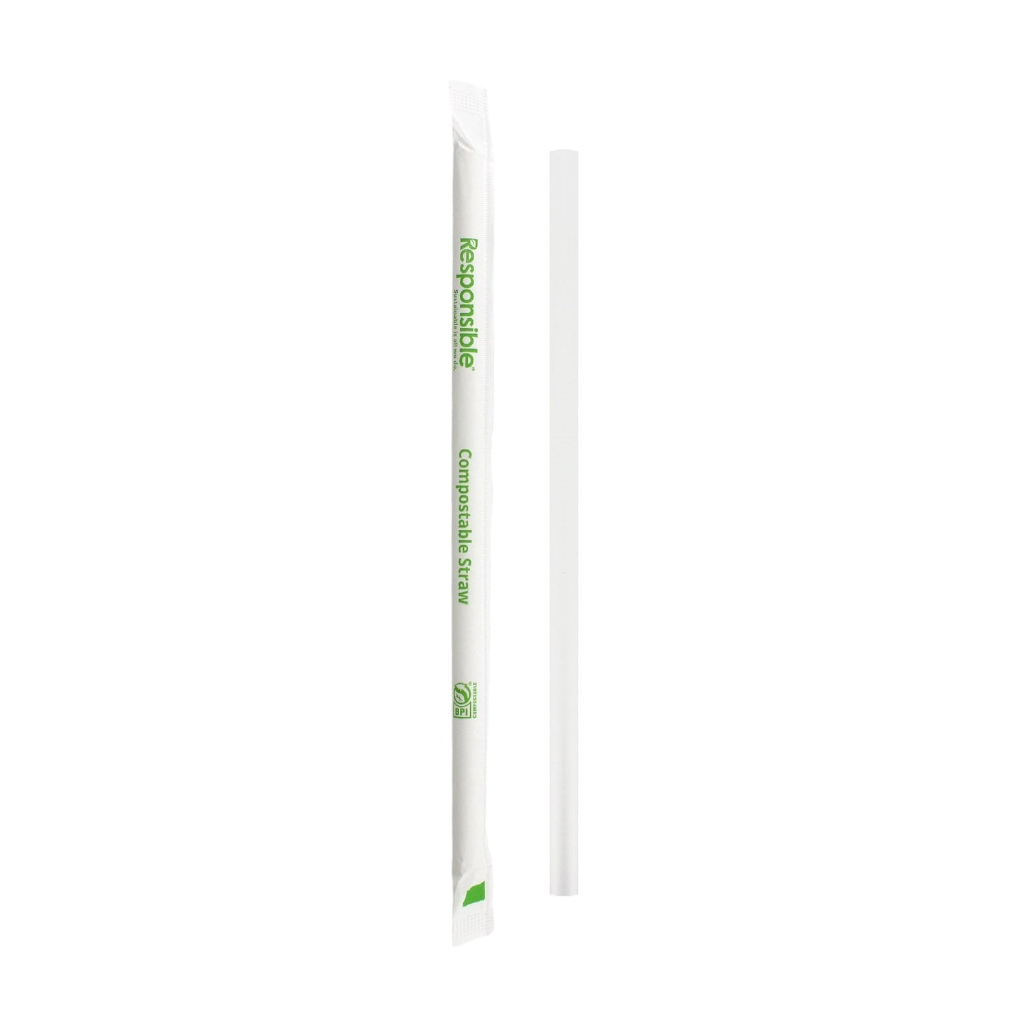 1000-PACK OF STRAW PLASTIC COMPOSTABLE STRAIGHT INDIVIDUAL WRAPPED 7.75 INCH DISPOSABLE