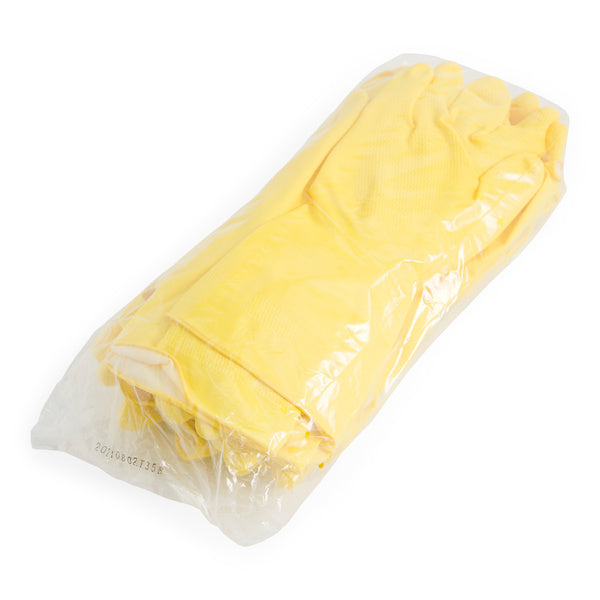 12PAIR-PACK OF GLOVE LATEX FLOCK LINED YEL
