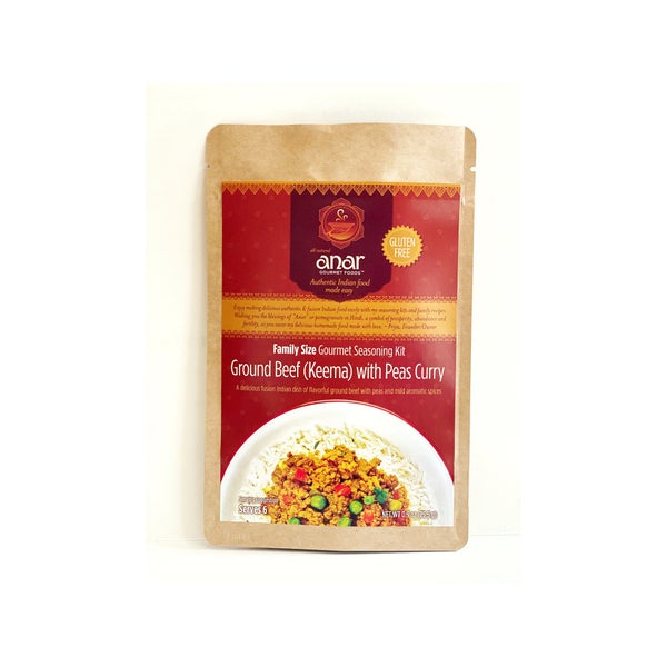 6-PACK OF Seasoning Ground Beef Keema with Peas Curry Seasoning Kit Family Size, Anar Gourmet Foods