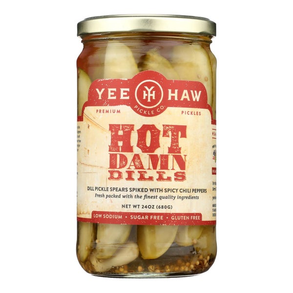 6-PACK OF Pickle Dill Hot Damn Yee-Haw Pickle Company 24 oz
