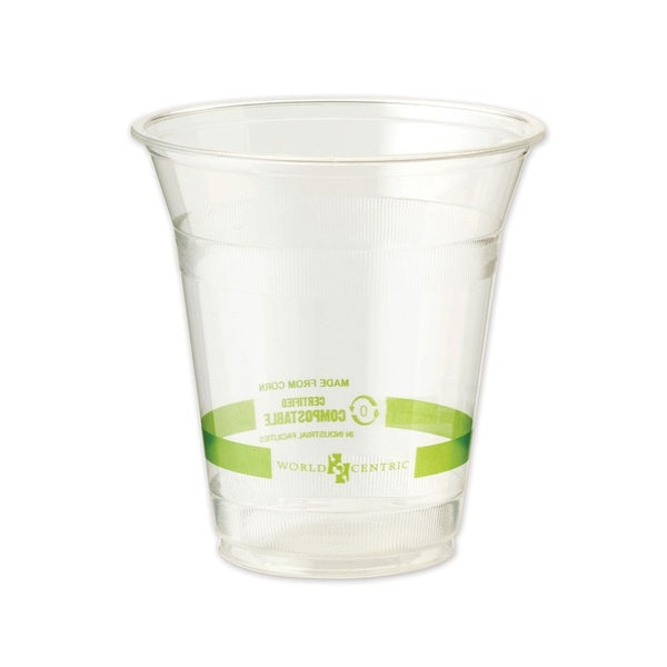 1000-PACK OF Cup Plastic World Centric 12 oz Clear Compostable Plastic Cold Cups - Eco-Friendly, 1000 Count