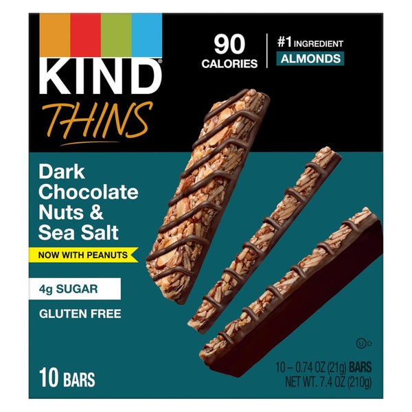 6-PACK OF SNACK BAR THIN DARK CHOCOLATE NUTS AND SEA SALT PEANUT