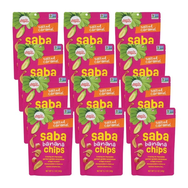 12-PACK OF Banana Chip Salted Caramel Sun Tropics 5.1 oz