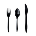 250-PACK OF Cutlery Set Mediumweight Black Plastic Cutlery Set - Fork, Knife, and Spoon Kit - 250 Count for Events and Takeout