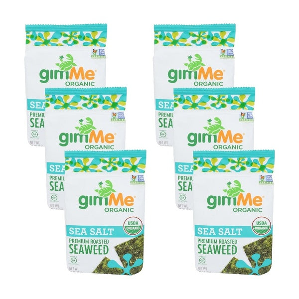 6-PACK OF Seaweed Dried Roasted Sea Salt Gimme Seaweed 0.7 oz