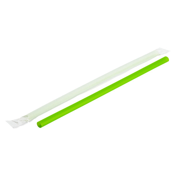 2500-PACK OF Straw Wrapped Karat 2,500 ct Giant Straws | Individually Wrapped | Green (0.31" x 9")