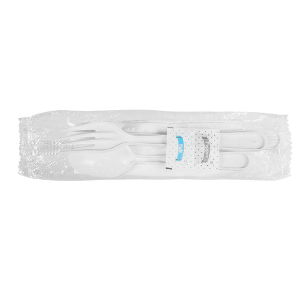 250-PACK OF Kit Cutlery Karat 250 sets PP Plastic Heavy Weight Cutlery Kits with Salt and Pepper, White