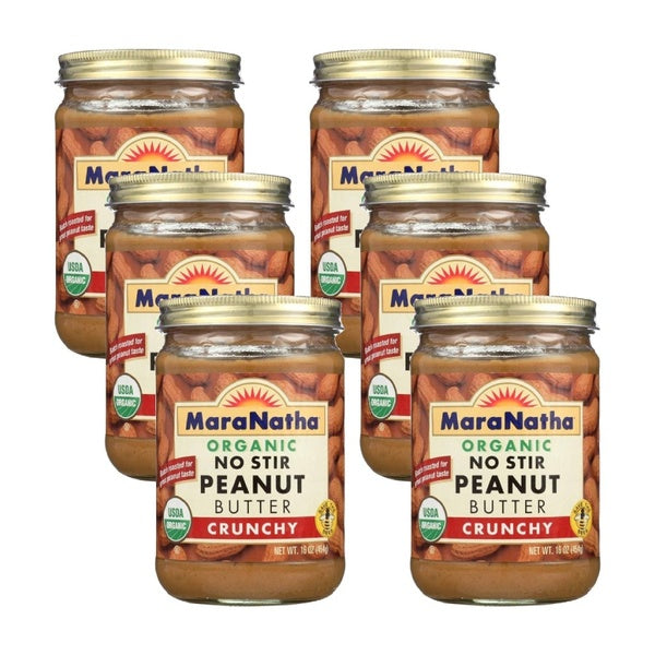 6-PACK OF Peanut Butter Crunchy Organic No Stir Maranatha 16 oz