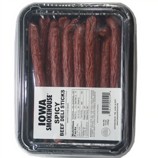 16-PACK OF Beef Sticks DELI Spicy 13 oz, Iowa Smokehouse