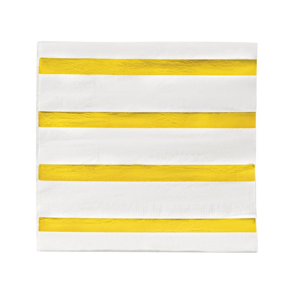 12-PACK OF Napkin Cocktail Gold Stripes Design