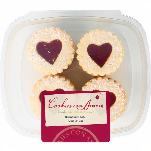 6-PACK OF Cookie, Clamshell Raspberry Jelly, Cookies Con Amore