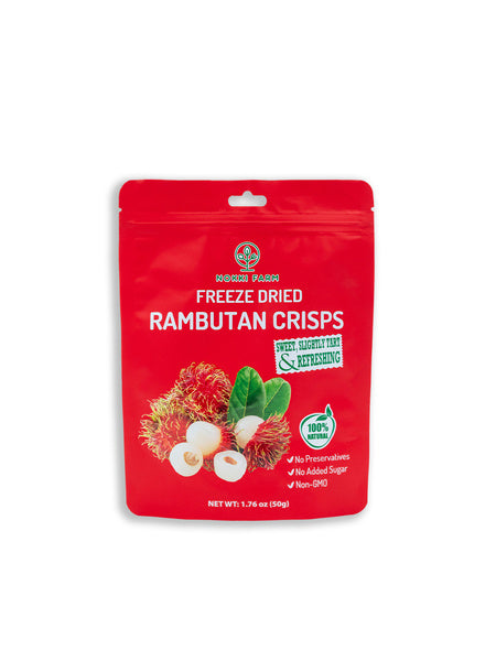 6-PACK OF NOKKI FARM Freeze-dried Rambutan Crisps - Exotic Tropical Superfood Snacks 1.76oz