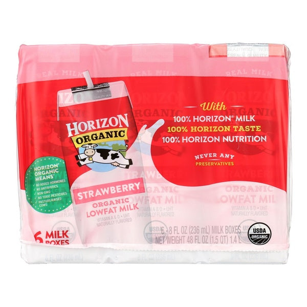 3-PACK OF Milk Aseptic Organic Low Fat Strawberry Horizon Organic Dairy 6/8 fz