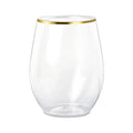 4-PACK OF Glass Plastic 12 oz Clear with Gold
