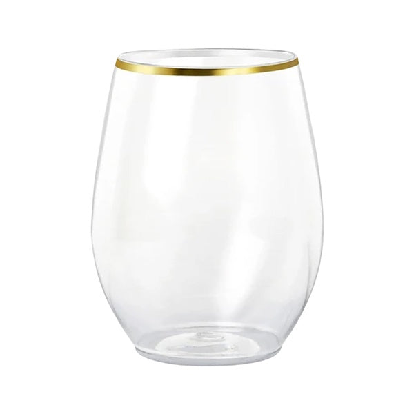 4-PACK OF Glass Plastic 12 oz Clear with Gold