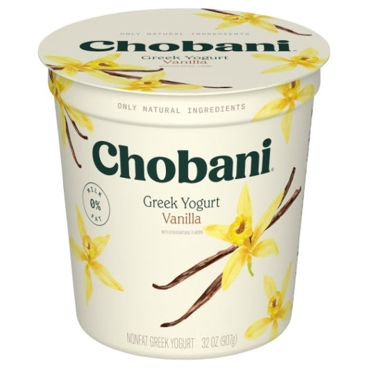 6-PACK OF Vanilla Non Fat Greek Yogurt Chobani, 6 - 32 OZ