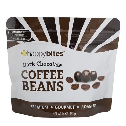 8-PACK OF Dark Chocolate Covered Coffee Beans Happy Bites, 8 - 1 LB